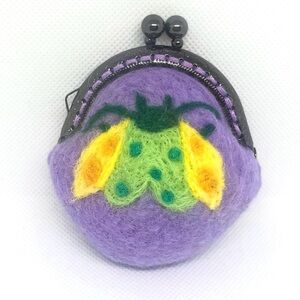 Technicolour Moth Handmade Wool Felt Coin Purse